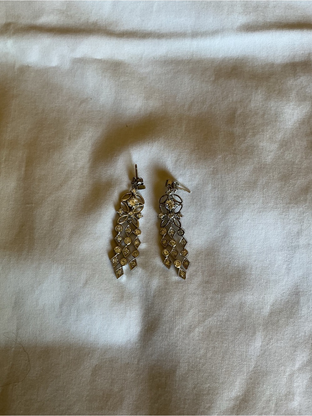 Sterling Silver Crystal  Cascade Drop Earrings